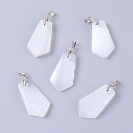 Natural Calcite Pendants, with Platinum Plated Brass Findings, Pentagon