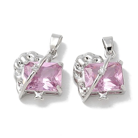 Стойка металлическая латунная микропрофилированная кубическая циркония подвески, долговечный, без свинца и без кадмия, сердце квадратной формы, асимметричное очарование, украшение