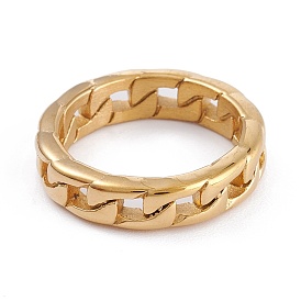 Ion Plating(IP) Unisex 304 Stainless Steel Finger Rings, Wide Band Rings, Curb Chain Shape