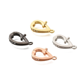 Rack Plating Brass Micro Pave Cubic Zirconia Fold Over Clasps, Long-Lasting Plated, Lead Free & Cadmium Free