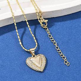 Ожерелья с подвесками в форме сердца из латуни с прозрачным фианитом и прозрачным фианитом