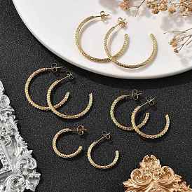 304 серьги-гвоздики из нержавеющей стали c-образной формы, ионное покрытие (ip)