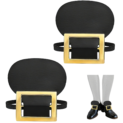 1 Pair Imitation Leather with Polyester Shoe Buckle Clips, Rectangle with Oval
