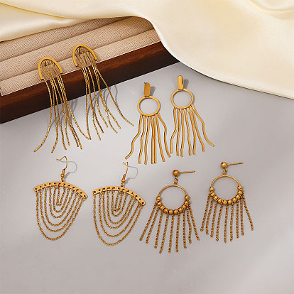 304 Edelstahl Ohrstecker, Quastenohrringe für Frauen, golden