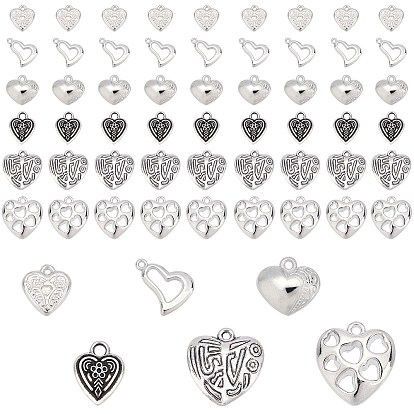 96Pcs 6 Style CCB Plastic Pendants, Heart