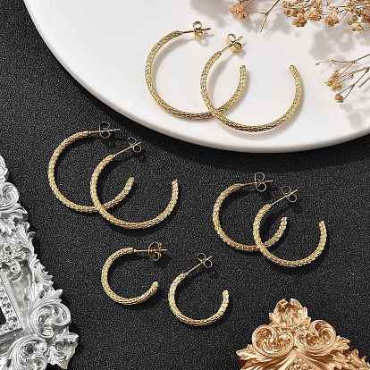 304 серьги-гвоздики из нержавеющей стали c-образной формы, ионное покрытие (ip)