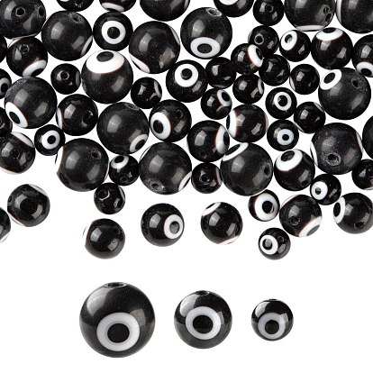 3 Strands 3 Style Handmade Evil Eye Lampwork Round Bead Strands