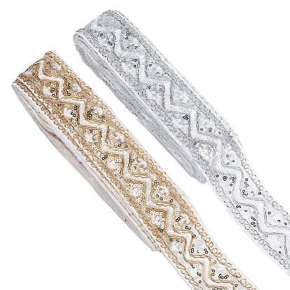 2 рулоны 2 цвета полиэстер вышитая кружевная лента с пайетками, аксессуары для одежды