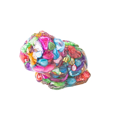 Resin Tiger Display Decoration, with Shell Chips inside Statues for Home Office Decorations