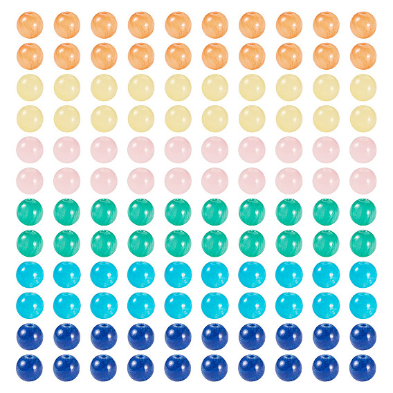 96 шт. 6 цвета натурального машанского нефрита круглые бусины, окрашенная и подогревом