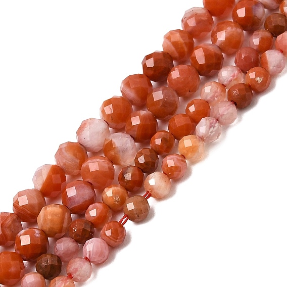 Натуральный красный агат бисер нитей, круглые, граненые