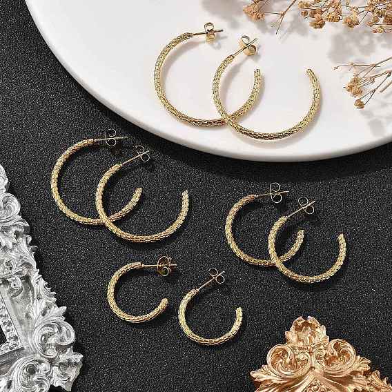 304 серьги-гвоздики из нержавеющей стали c-образной формы, ионное покрытие (ip)