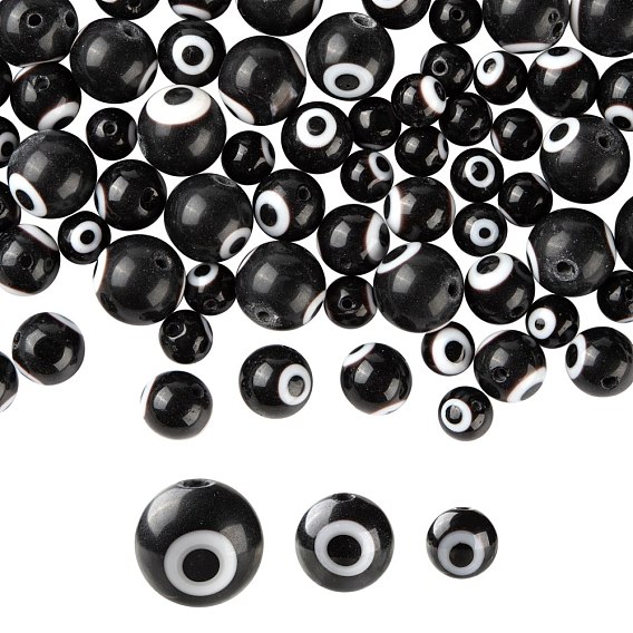 3 Strands 3 Style Handmade Evil Eye Lampwork Round Bead Strands