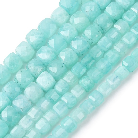 Природных амазонит бисер нитей, граненые, кубические