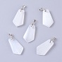Natural Calcite Pendants, with Platinum Plated Brass Findings, Pentagon