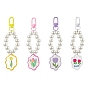 Alloy Acrylic Pendant Decorations, with Imitation Pearl Acrylic Beads, Flower Patterns