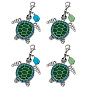 4 шт 2 цвета сплав зеленый эмаль морская черепаха подвески украшения, с застежками-карабинами из сплава и стразами