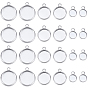 24Pcs 3 Styles Brass Pendant Cabochon Settings, Plain Edge Bezel Cups, Flat Round, Nickel Free