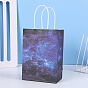 Крафт-бумажные пакеты с рисунком звездного неба, с пеньковой веревки, подарочные пакеты, сумки для покупок, прямоугольные