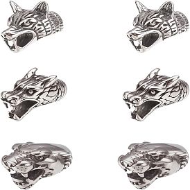 304 концы из нержавеющей стали шнур, Торцевые крышки, для изготовления кожаных браслетов, черная голова пантеры