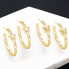 Unique Butterfly C-shaped Earrings with Minimalist and Bold Design - European Style Ear Jewelry