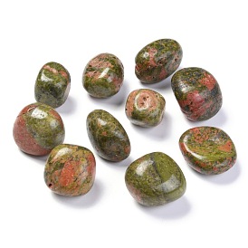 Natural Unakite Beads, Healing Stones, for Energy Balancing Meditation Therapy, No Hole, Nuggets, Tumbled Stone, Healing Stones for 7 Chakras Balancing, Crystal Therapy, Meditation, Reiki, Vase Filler Gems
