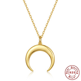 925 Sterling Silver Moon Pendant Necklace with 18K Gold Plating
