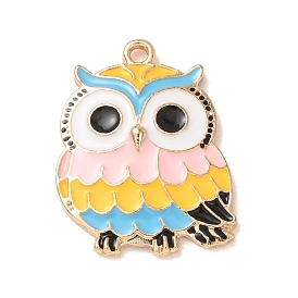Alloy Enamel Pendants, Owl Charms