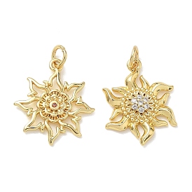 Brass Micro Pave Cubic Zirconia Pendants, Sun Charms