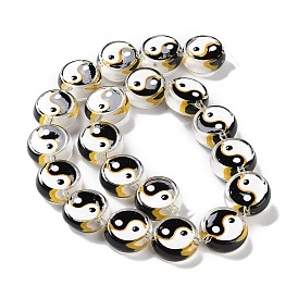 Chapelets de perles en verre, avec l'émail, yin-yang