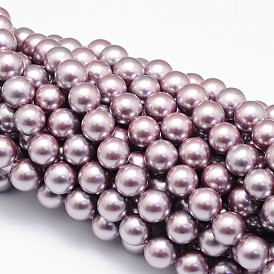 Chapelets de perles nacrées, ronde, 8mm, Trou: 1mm, Environ 49 pcs/chapelet, 16 pouce