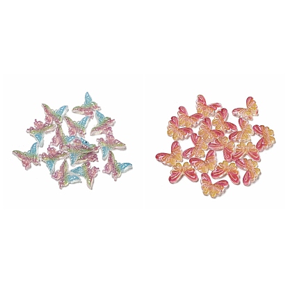 Luminous Transparent Resin Decoden Cabochons, Glow in the Dark Butterfly with Glitter Powder