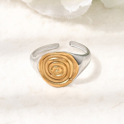304 Stainless Steel Cuff Open Rings for Women, Spiral