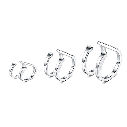 925 Sterling Silver Two-layer C-Shaped Cuff Earrings