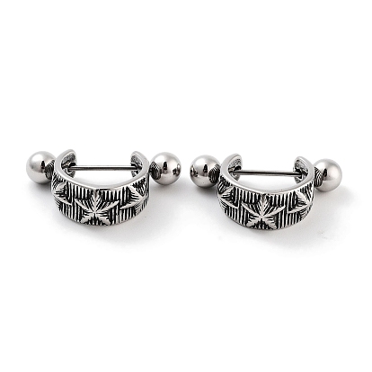 Star 316 Surgical Stainless Steel Shield Barbell Hoop Earrings, Cartilage Earrings for Women