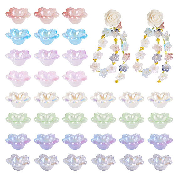 400шт 8 цвета непрозрачные акриловые колпачки для бусин, цветок, 5-лепесток