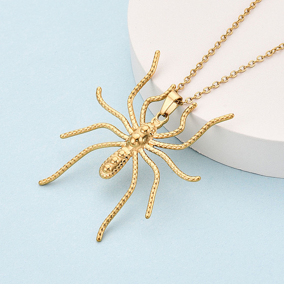 Хэллоуин 304 ожерелья с подвесками из нержавеющей стали, паук, ионное покрытие (ip)