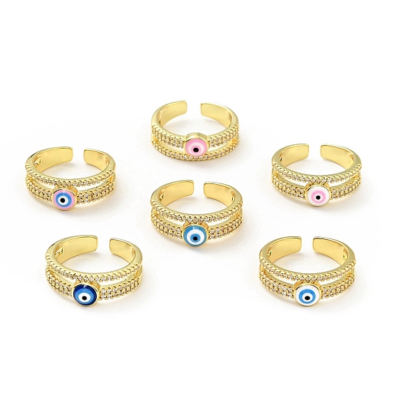 Эмалевое кольцо-манжета сглаз с кубическим цирконием, настоящие позолоченные украшения из латуни для женщин, без кадмия и без свинца