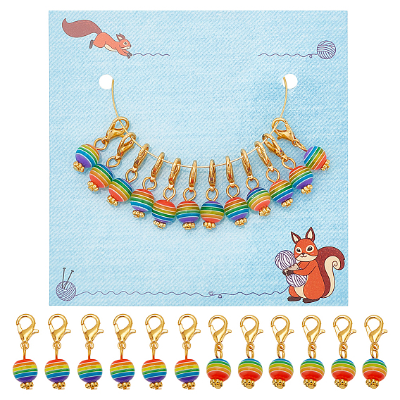 12шт. маркеры для подвесок из смолы с круглыми полосками, подвески с застежкой-лобстером из сплава крючком