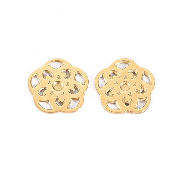 304 Stainless Steel Filigree Joiners Links, Flower