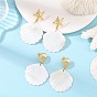 Ocean Natural Freshwater Shell Stud Dangle Earring, Brass Stud Earrings for Women
