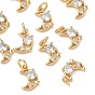 Pendentifs en laiton Shegrace sertis de micro-pavés de zircone cubique, sans cadmium et sans nickel et sans plomb, charmes lune, clair