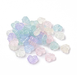 Transparent Frosted Acrylic Beads, AB Color Plated, Leaf