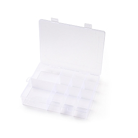 Contenants de perles amovibles en plastique, avec couvercle, 14 compartiments, rectangle