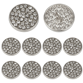 20шт. шт. пуговицы из сплава, плоско-круглые, со стразами, 1-луночное