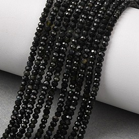 Бусы из натурального зеленого турмалина, граненые, рондель