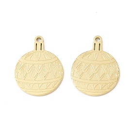 Ion Plating(IP) 304 Stainless Steel Pendants, Flat Round