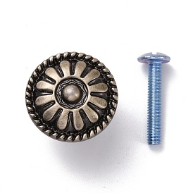 Vintage Victorian Floral Pattern Alloy Cabinet Door Knobs, Kitchen Drawer Pulls Cabinet Handles, with Iron Screws