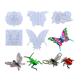 Diy 3d головоломки насекомых силиконовые формы, формы для литья смолы, для уф-смолы, изготовление изделий из эпоксидной смолы, случайный цвет, стрекоза/бабочка