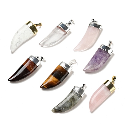 Gemstone Pendants, with Brass Findings, Dagger Shape